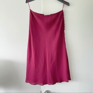 CHRISTIAN DIOR Maroon Silk Side Button Mid Skirt10